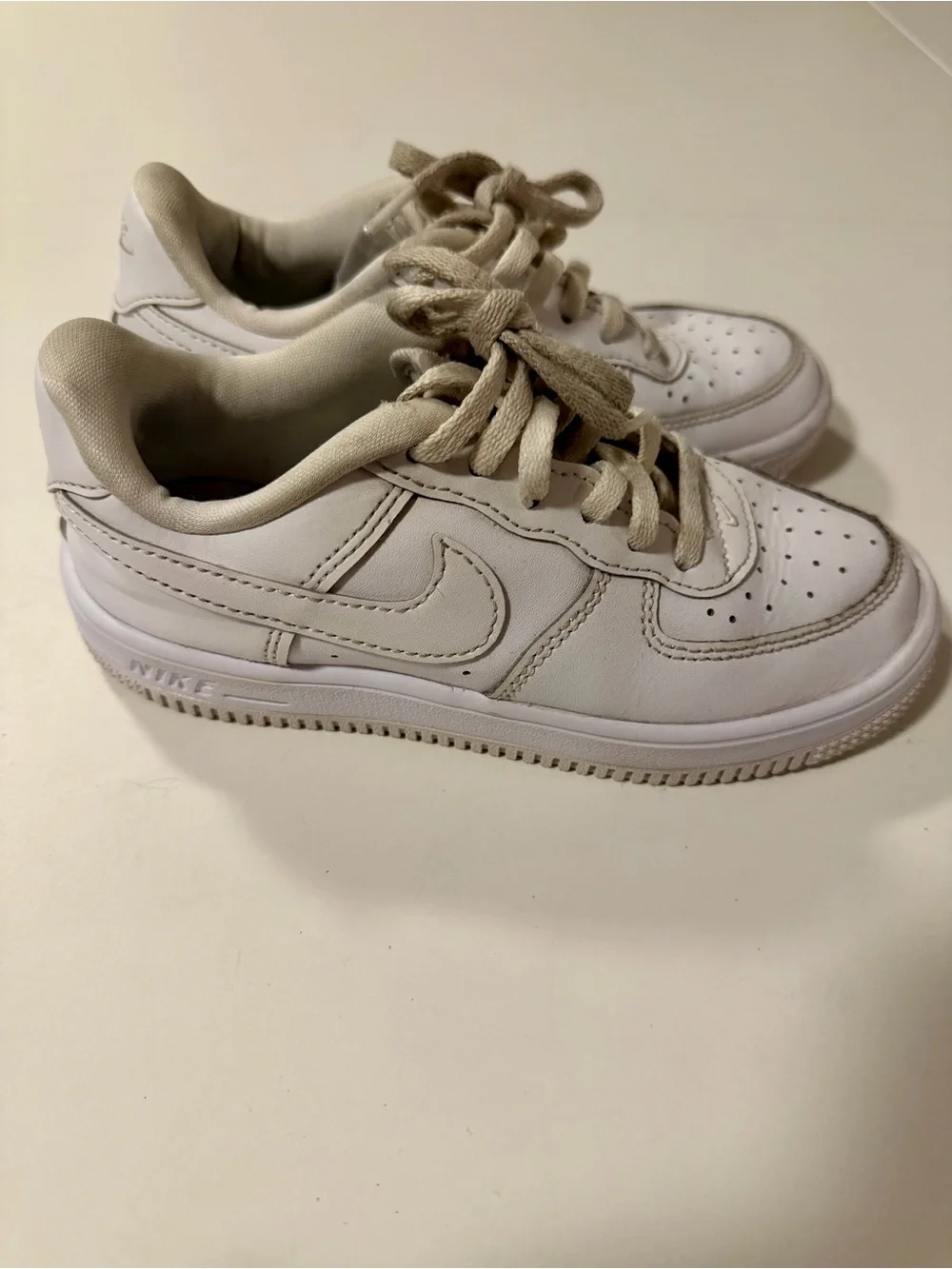 Nike Force 1 Low Kids 13.5C Triple White Leather Sneakers